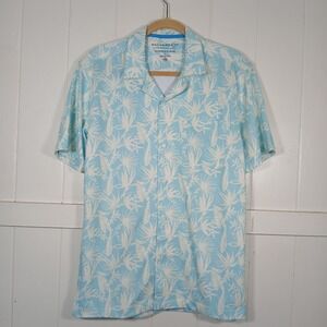 MagnaReady Magnetic Button Down Shirt Mens Small Blue Tropical S25LANDTCHSS